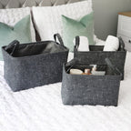 Shadow Set of 3 Rectangular Fabric Storage Baskets with Handles
