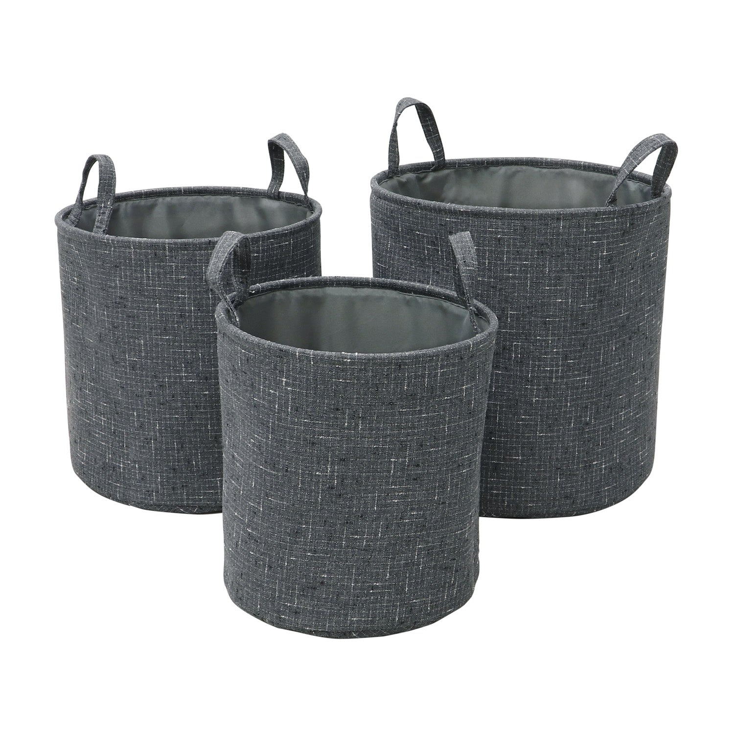 Shadow Set of 3 Round Fabric Storage Baskets