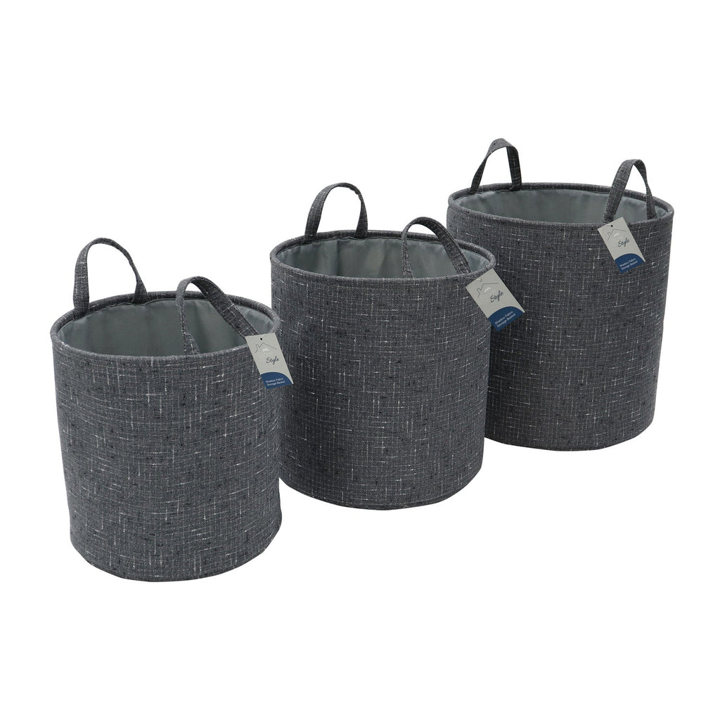 Shadow Set of 3 Round Fabric Storage Baskets