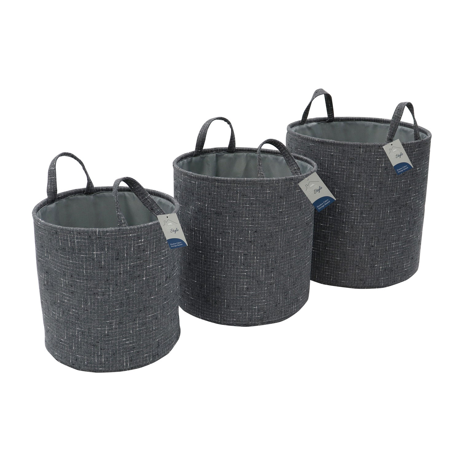 Shadow Set of 3 Round Fabric Storage Baskets