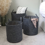Shadow Set of 3 Round Fabric Storage Baskets