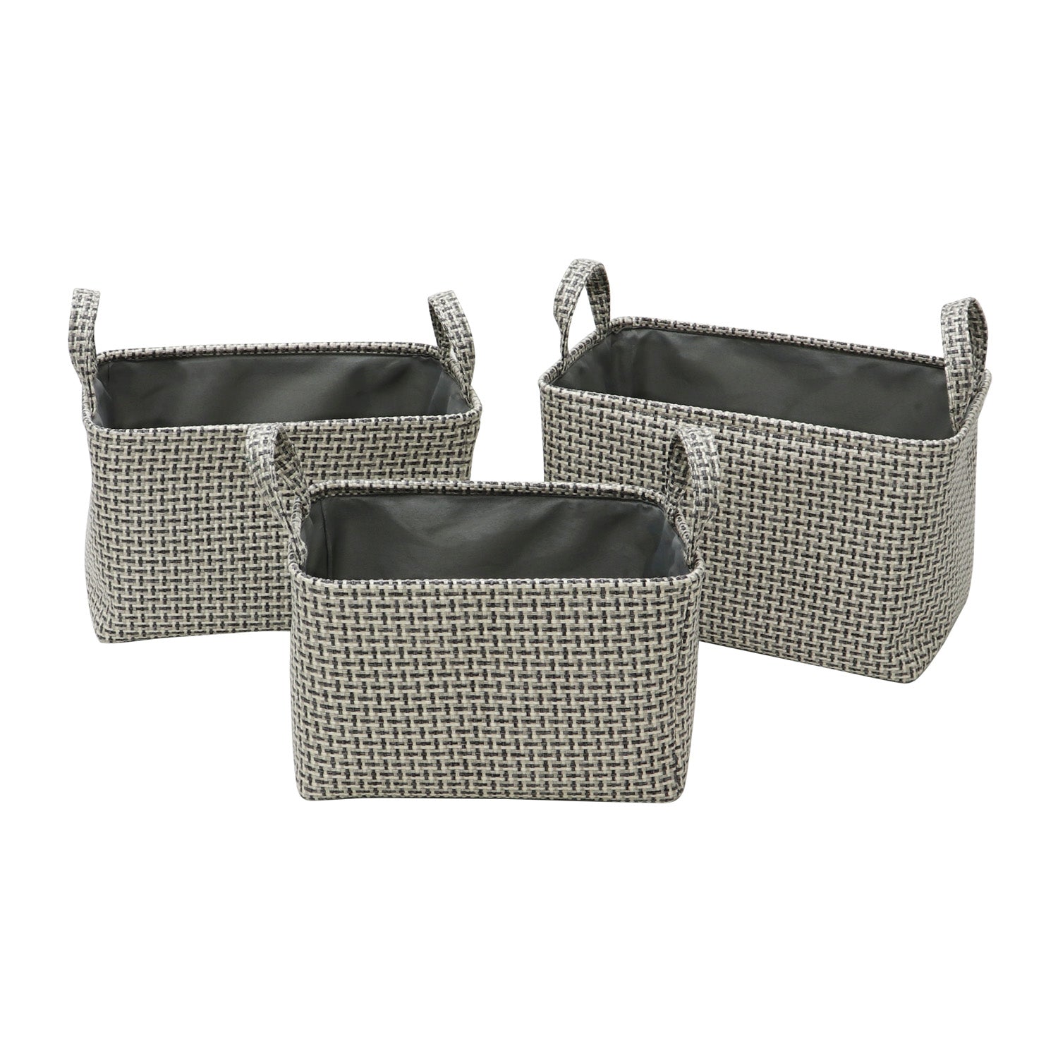 Silva Set of 3 Rectangular Fabric Storage Baskets with Handles