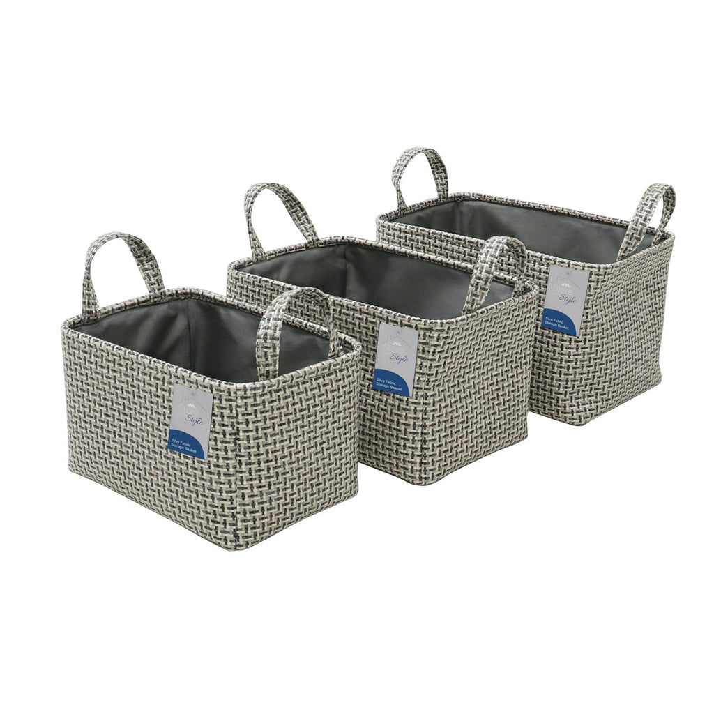 Silva Set of 3 Rectangular Fabric Storage Baskets with Handles