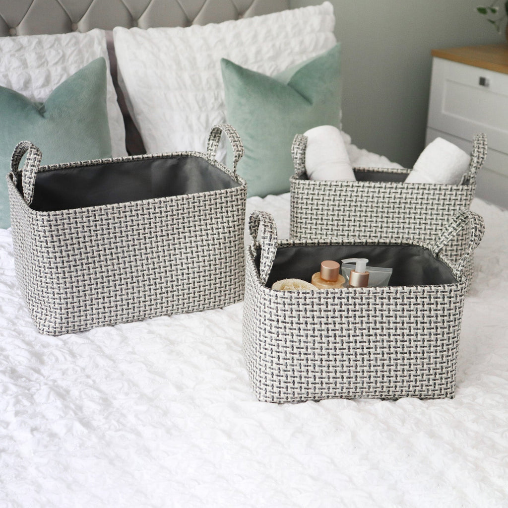 Silva Set of 3 Rectangular Fabric Storage Baskets with Handles