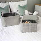 Silva Set of 3 Rectangular Fabric Storage Baskets with Handles