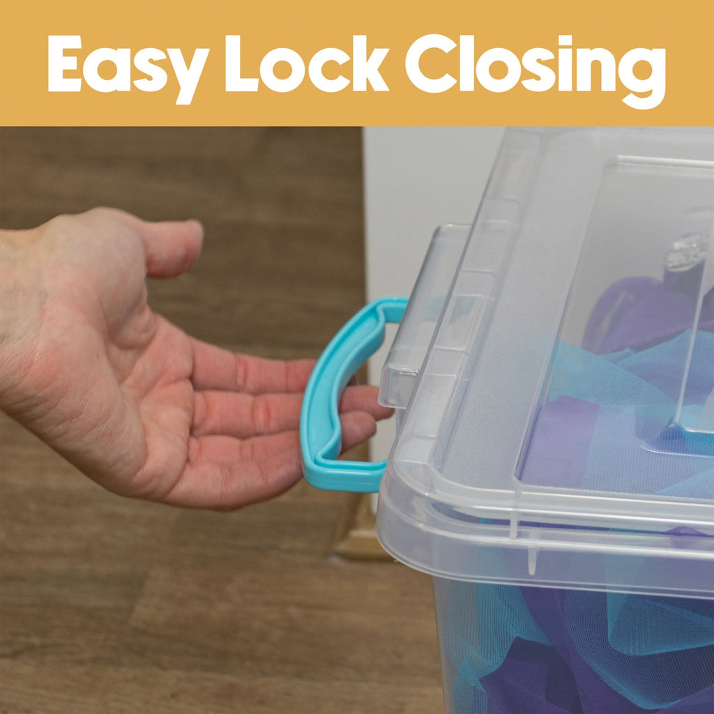 Plastic Clip Lidded 30L Storage Box Clear Set of 3