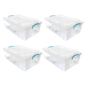 Plastic Clip Lidded 30L Underbed Storage Box Clear (Set of 4)