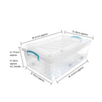 Plastic Clip Lidded 30L Underbed Storage Box Clear (Set of 4)