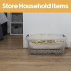 Plastic Secure Clip Lidded 30L Storage Box Clear (Set of 3)