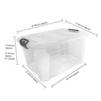 Plastic Secure Clip Lidded 30L Storage Box Clear (Set of 3)
