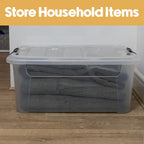 Plastic Secure Clip Lidded 40L Storage Box Clear (Set of 4)