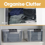 Plastic Secure Clip Lidded 40L Storage Box Clear (Set of 4)