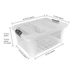 Plastic Secure Clip Lidded 40L Storage Box Clear (Set of 4)