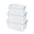 Plastic Clip Set of 3 Stackable Lidded Food Storage Box Set