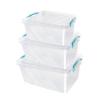 Plastic Clip Set of 3 Stackable Lidded Food Storage Box Set