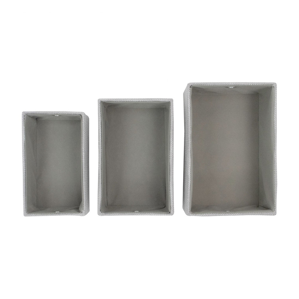 Serena Grey Set of 3 Rectangular Storage Baskets