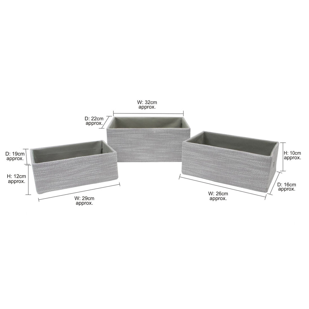 Serena Grey Set of 3 Rectangular Storage Baskets