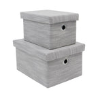 Serena Grey Set of 2 Rectangular Storage Baskets with Lids