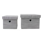 Serena Grey Set of 2 Rectangular Storage Baskets with Lids