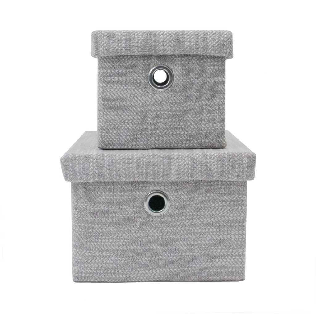 Serena Grey Set of 2 Rectangular Storage Baskets with Lids