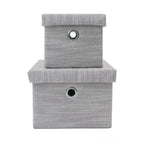 Serena Grey Set of 2 Rectangular Storage Baskets with Lids
