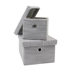Serena Grey Set of 2 Rectangular Storage Baskets with Lids