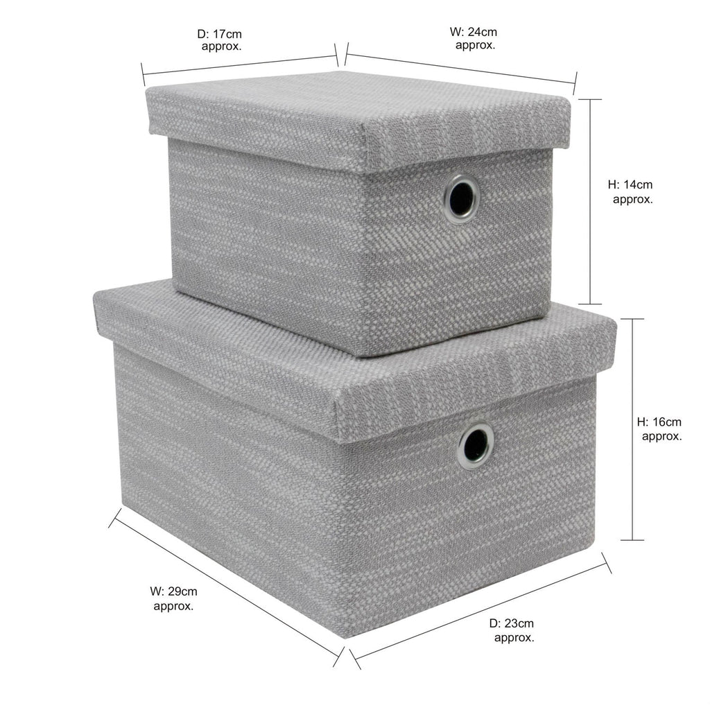 Serena Grey Set of 2 Rectangular Storage Baskets with Lids