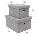 Serena Grey Set of 2 Rectangular Storage Baskets with Lids