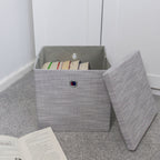 Serena Grey Foldable Cube Organiser Box with Lid