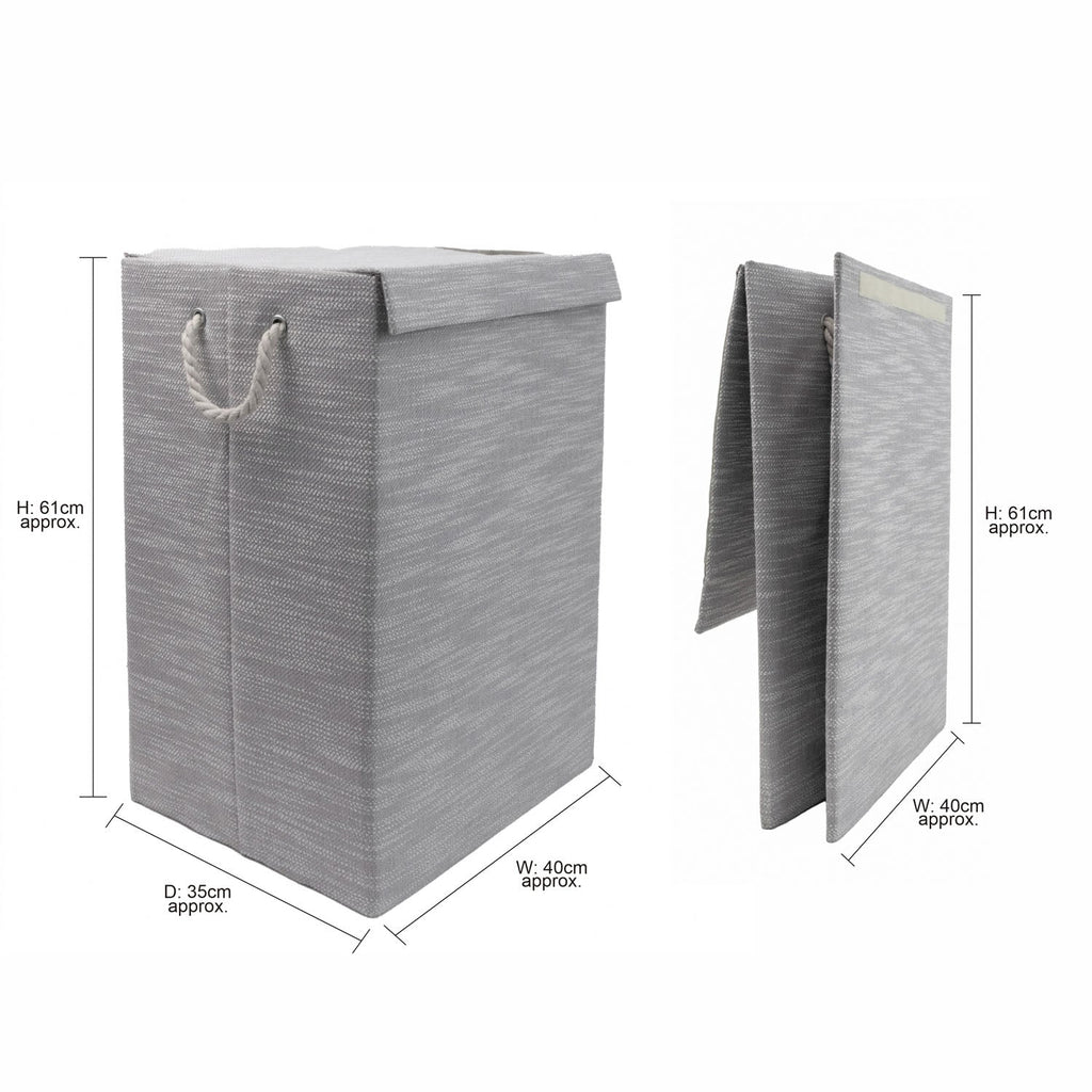 Serena Grey Foldable Laundry Hamper with Lid