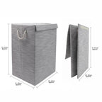 Serena Grey Foldable Laundry Hamper with Lid
