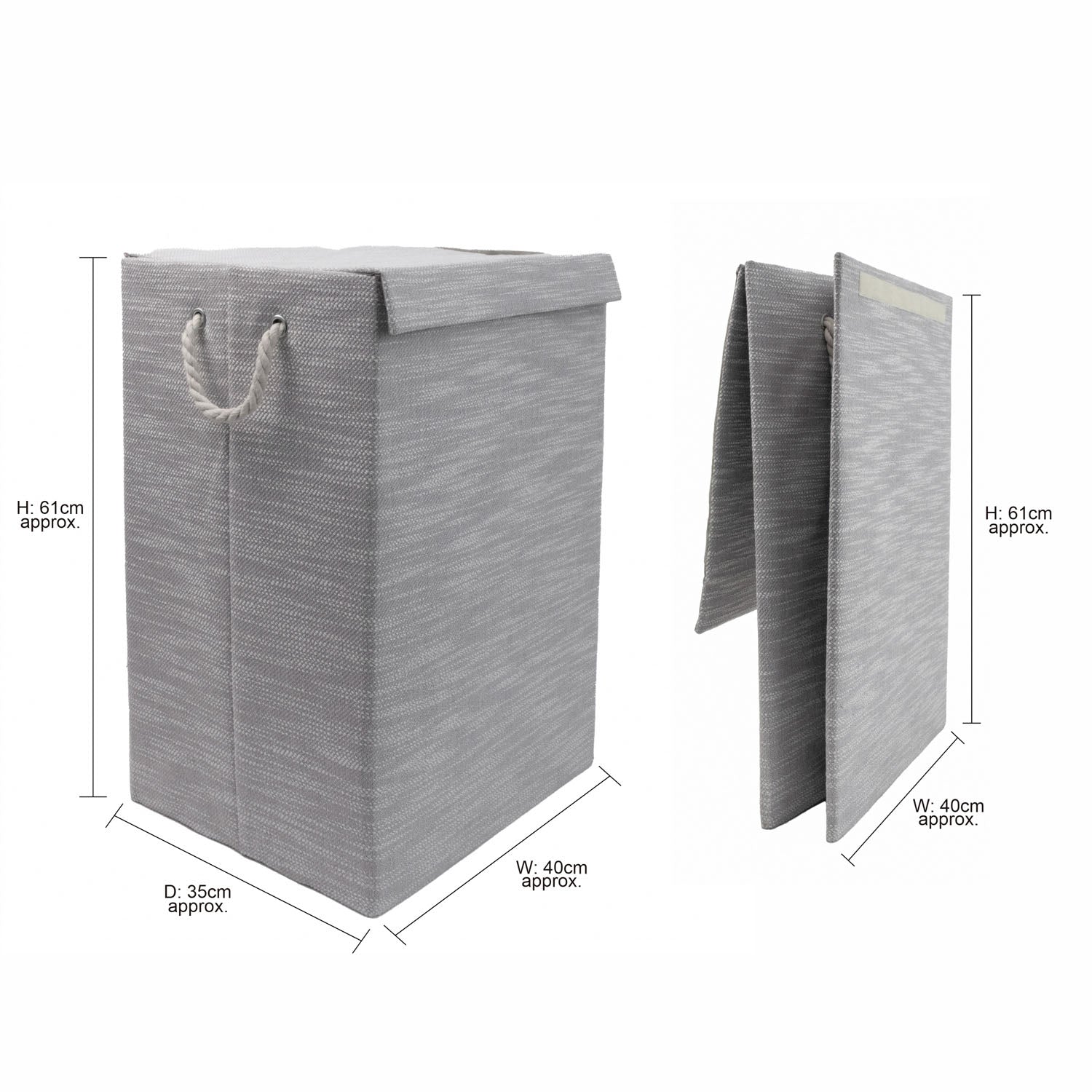 Serena Grey Foldable Laundry Hamper with Lid