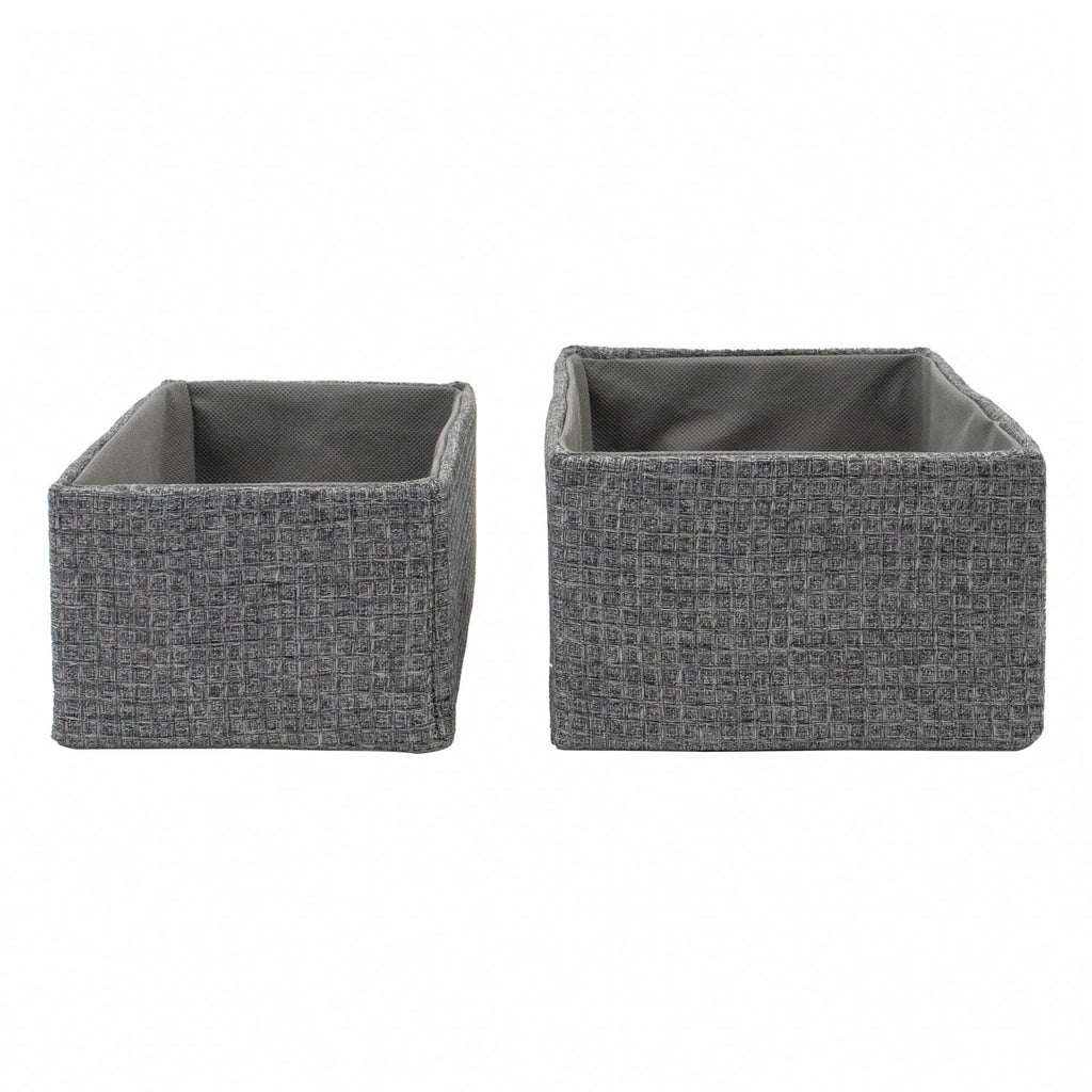 Chroma Set of 2 Rectangular Grey Storage Baskets