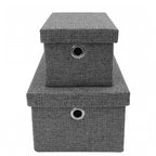 Chroma Set of 2 Rectangular Grey Storage Baskets with Lids