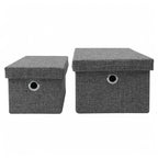 Chroma Set of 2 Rectangular Grey Storage Baskets with Lids