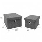 Chroma Set of 2 Rectangular Grey Storage Baskets with Lids