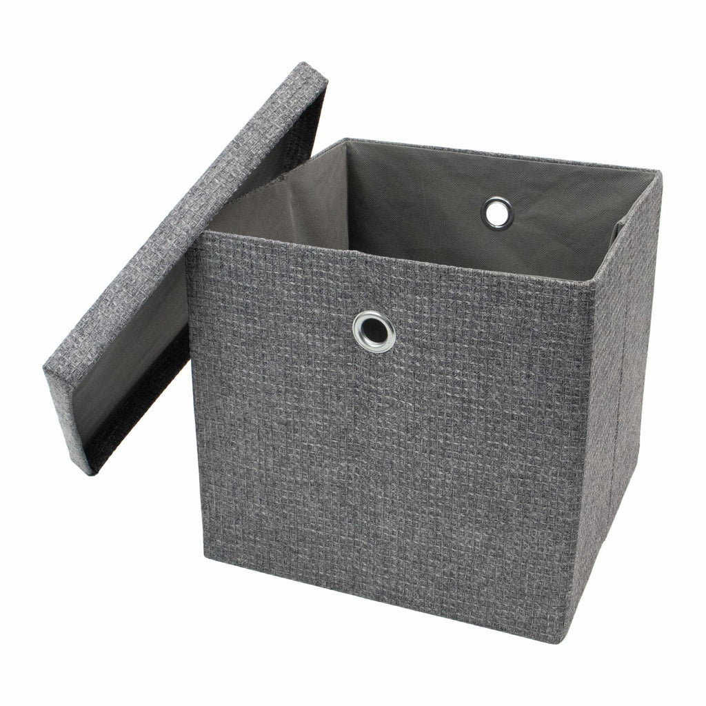Chroma Foldable Grey Cube Organiser Box with Lid
