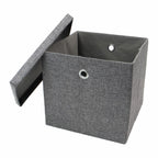 Chroma Foldable Grey Cube Organiser Box with Lid