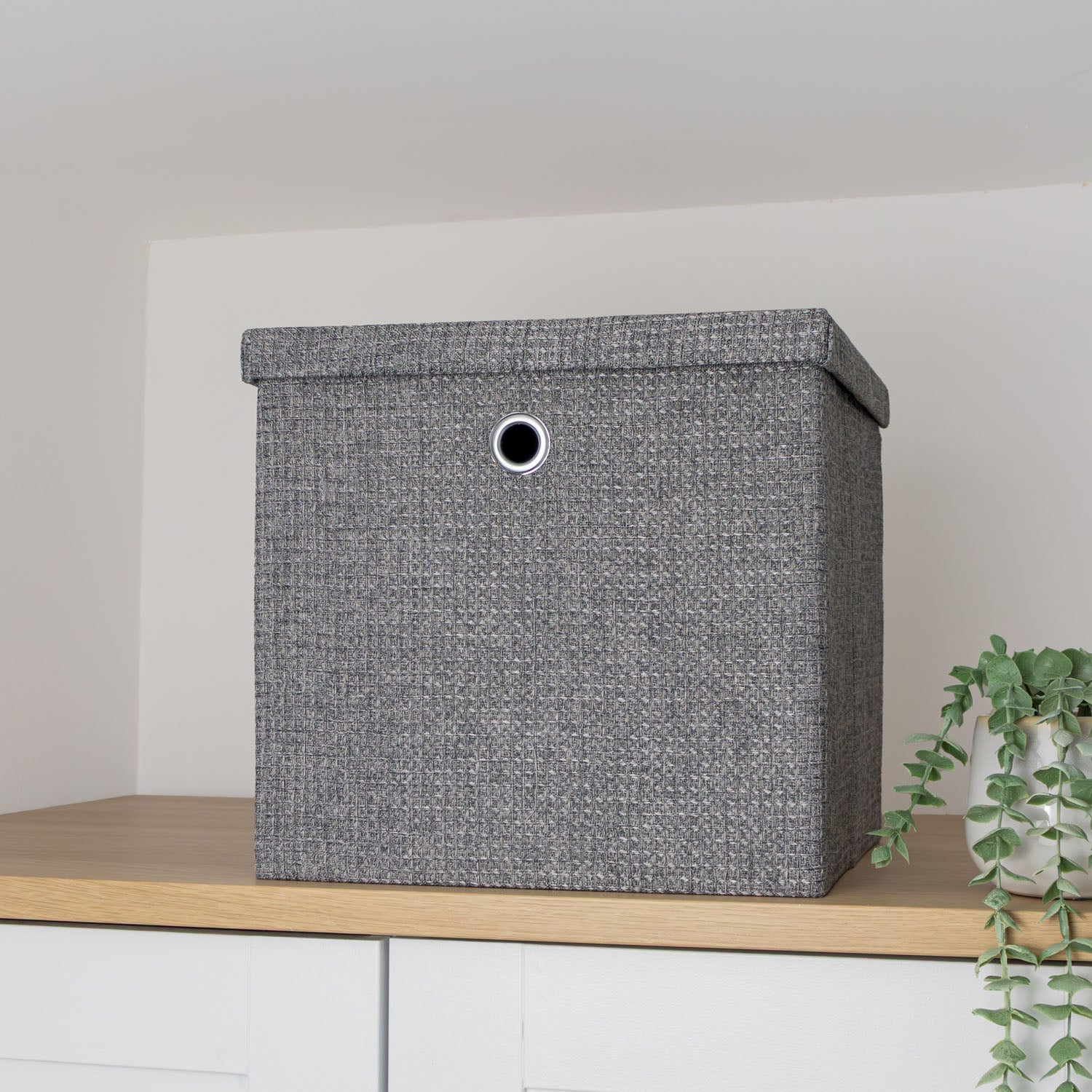 Chroma Foldable Grey Cube Organiser Box with Lid