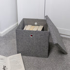 Chroma Foldable Grey Cube Organiser Box with Lid