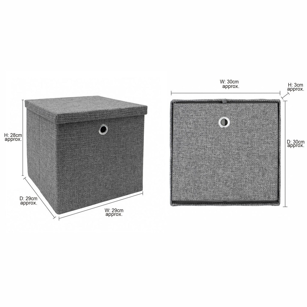 Chroma Foldable Grey Cube Organiser Box with Lid