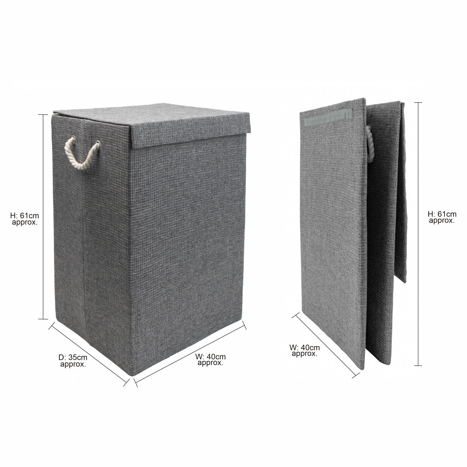 Chroma Foldable Laundry Hamper Grey with Lid