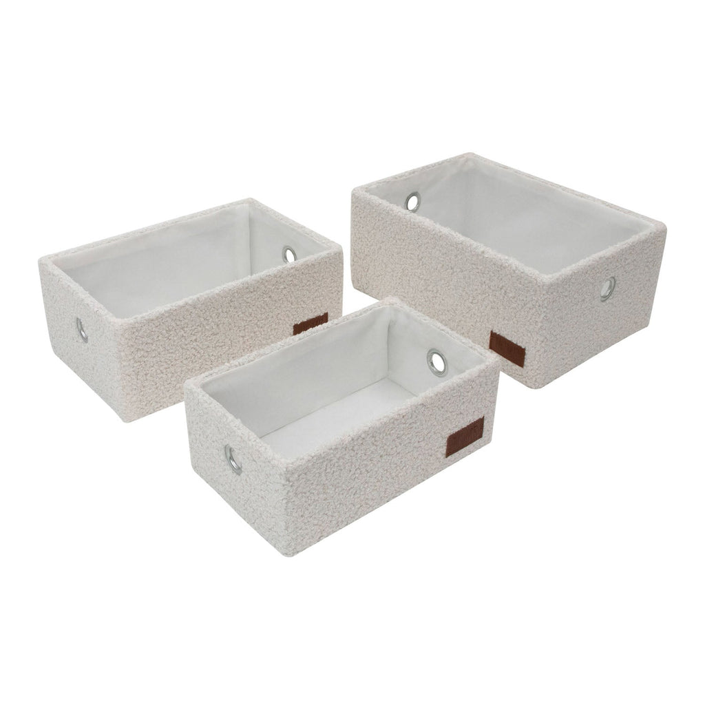 Shiro Set of 3 Boucle Fabric Rectangular Storage Baskets