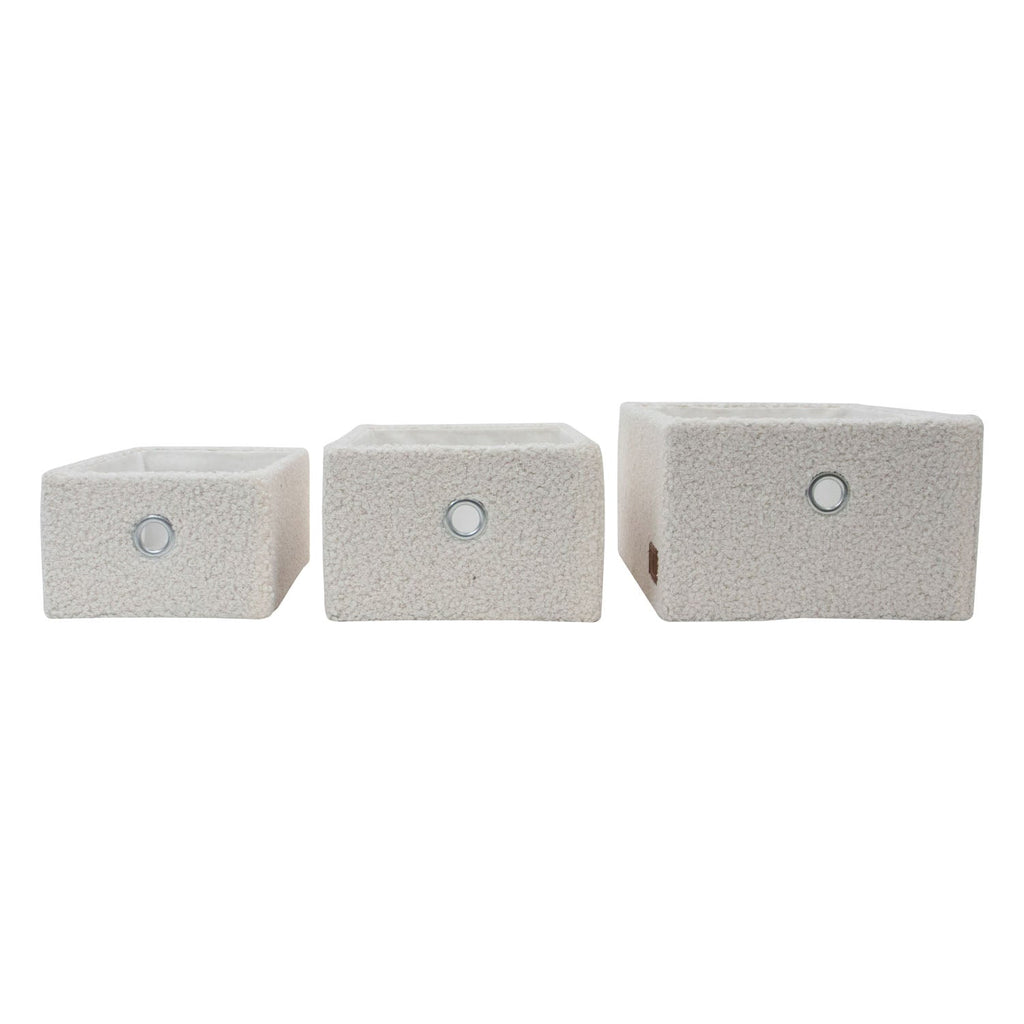 Shiro Set of 3 Boucle Fabric Rectangular Storage Baskets