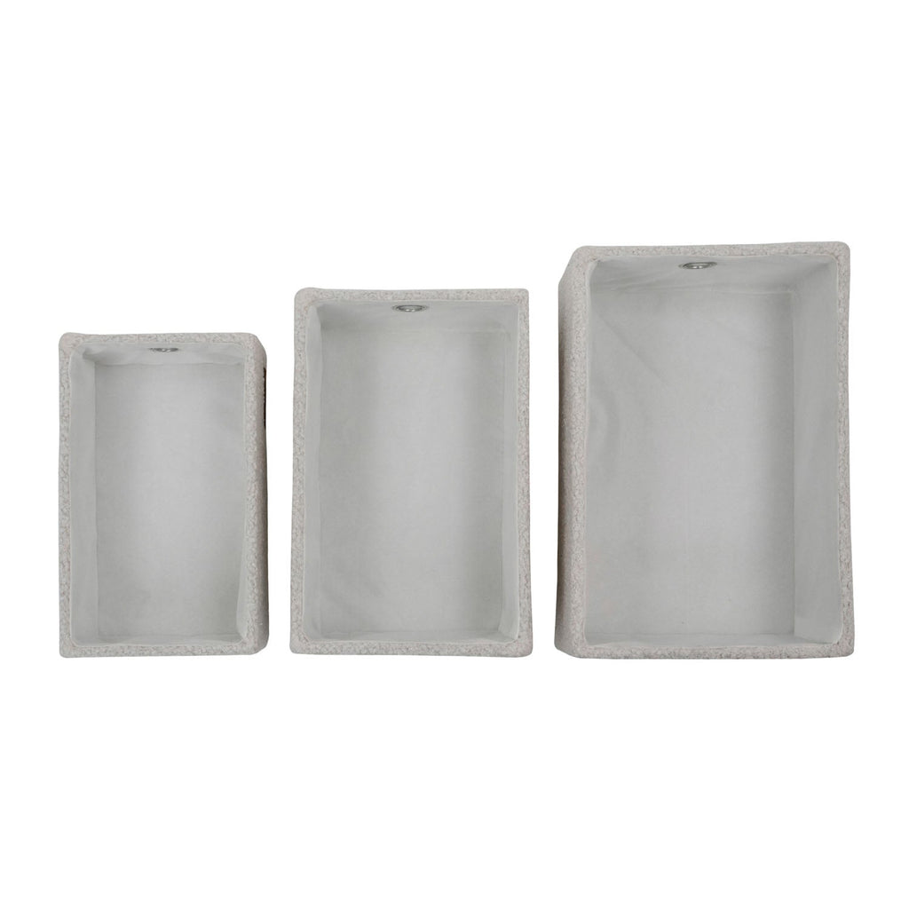 Shiro Set of 3 Boucle Fabric Rectangular Storage Baskets