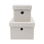 Shiro Set of 2 Boucle Fabric Rectangular Baskets with Lids