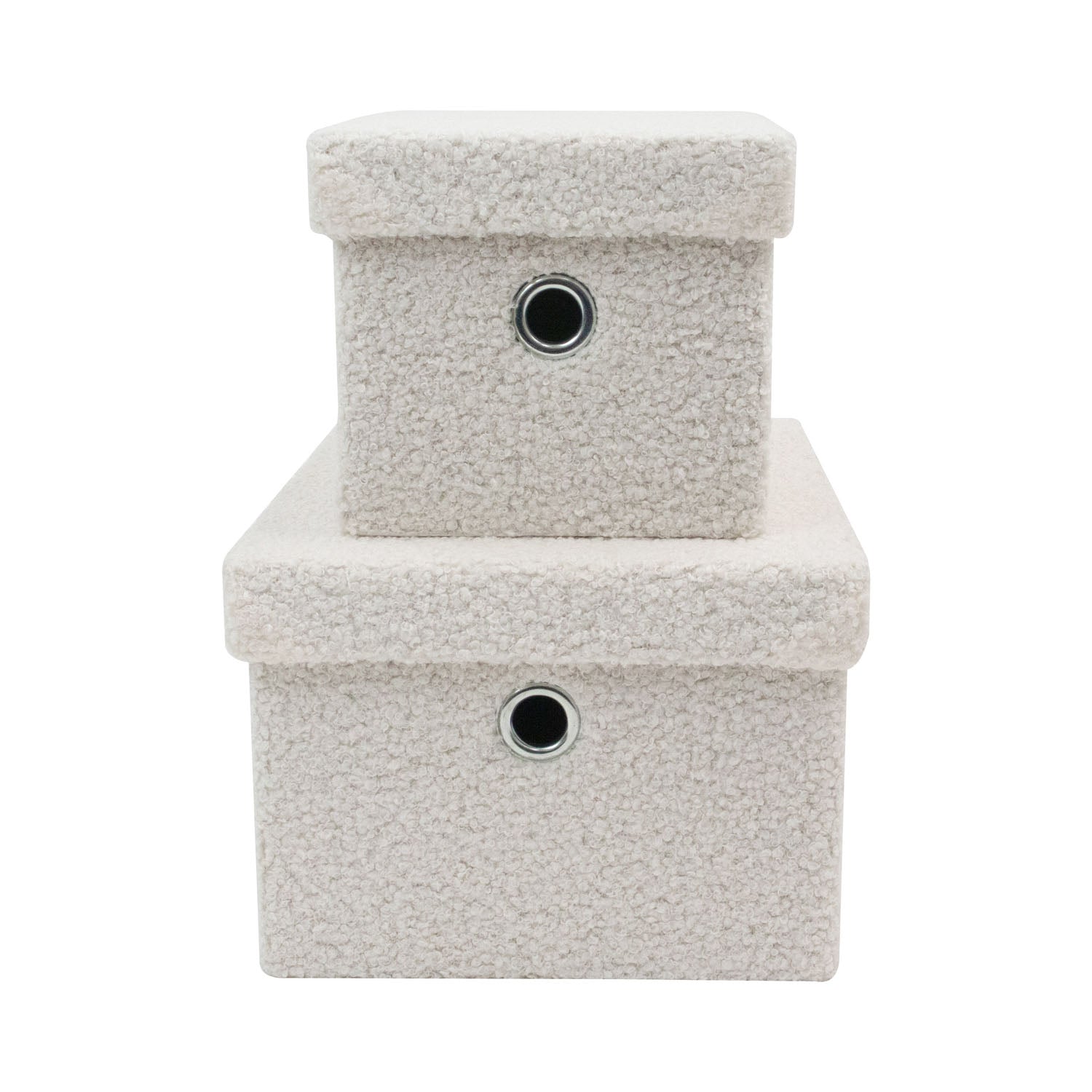 Shiro Set of 2 Boucle Fabric Rectangular Baskets with Lids