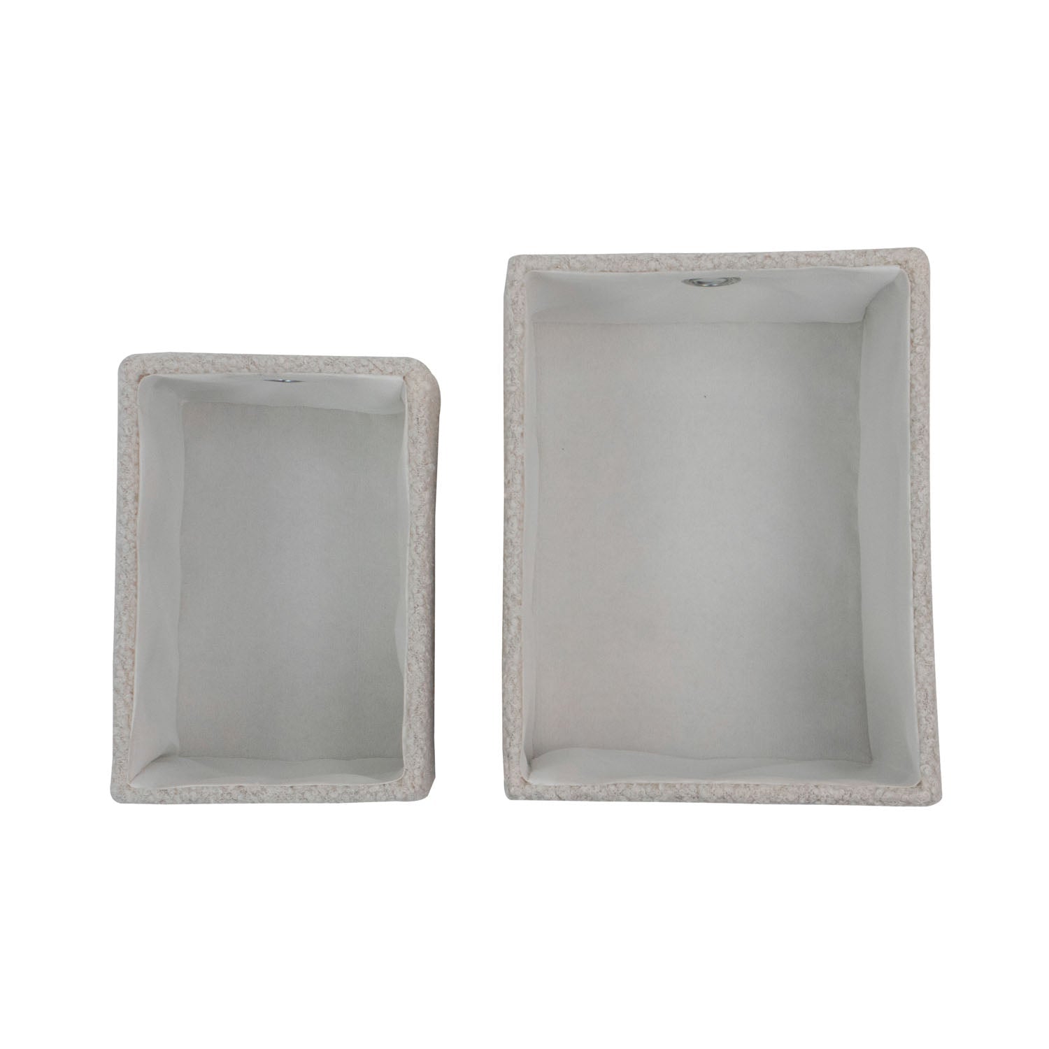 Shiro Set of 2 Boucle Fabric Rectangular Baskets with Lids