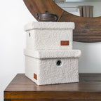 Shiro Set of 2 Boucle Fabric Rectangular Baskets with Lids