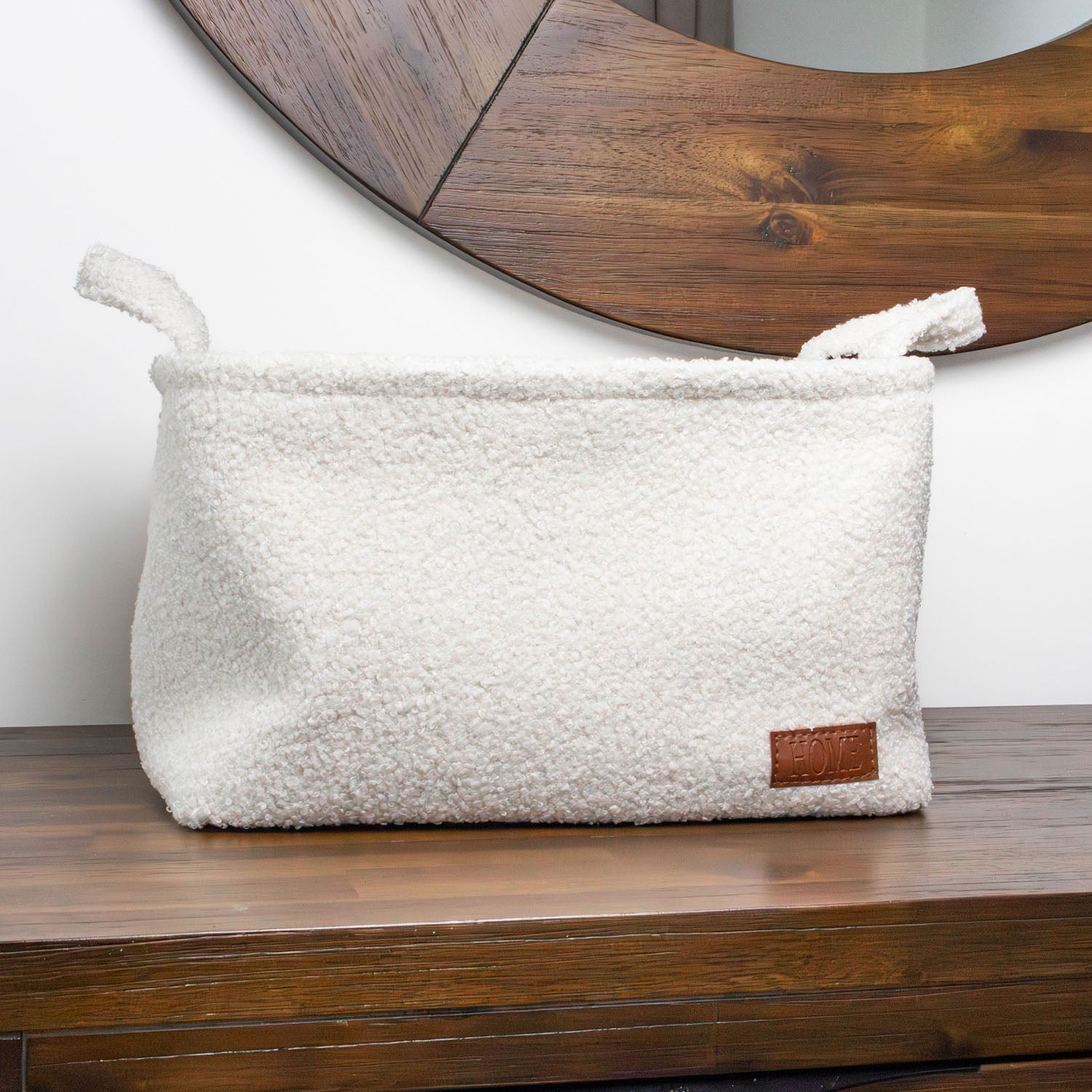 Shiro Boucle Fabric Rectangular Basket with Handles